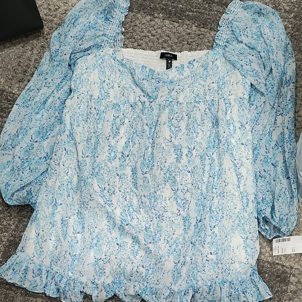 Aqua Light Blue Patterned Mini Dress